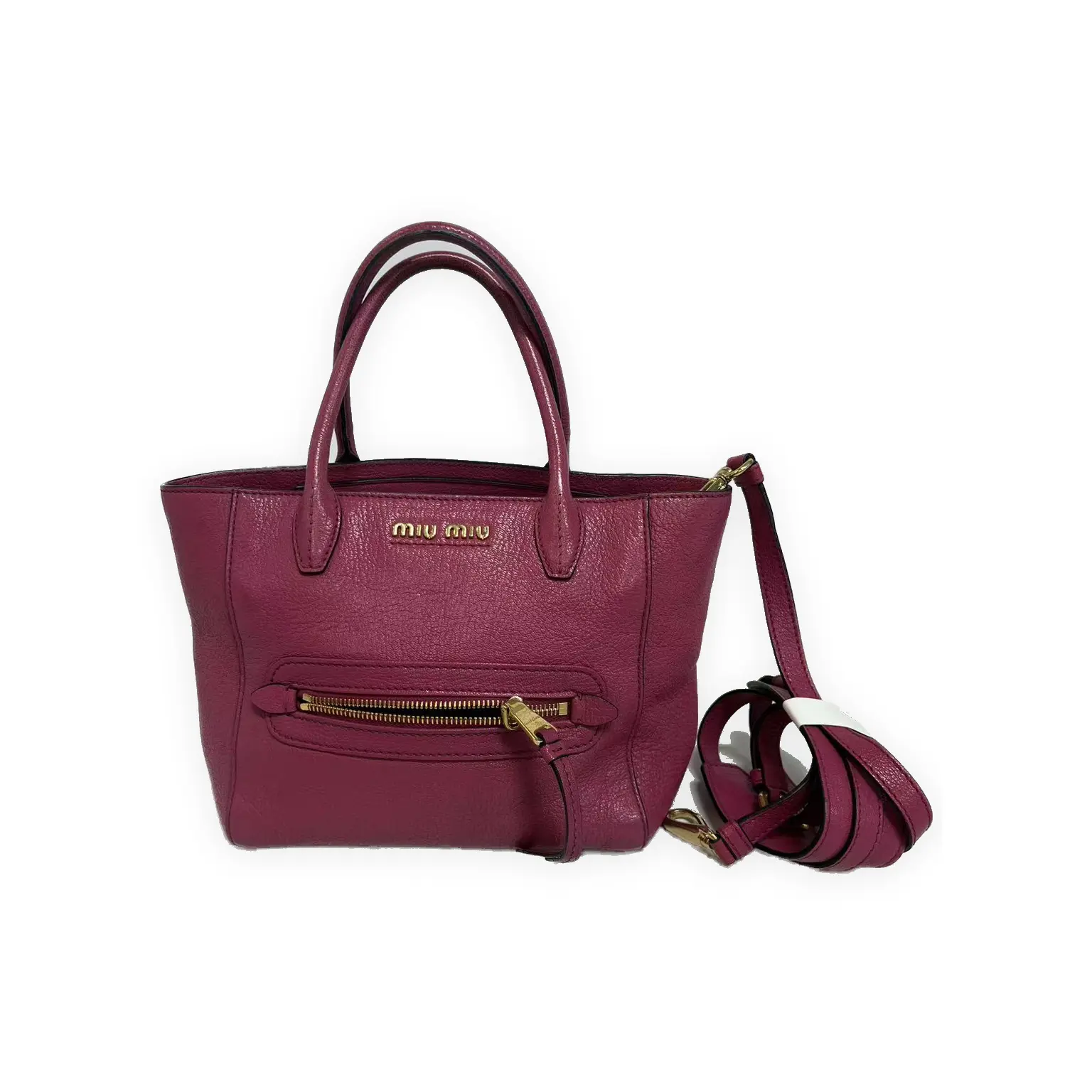 Pre-owned miu miu Saffiano leather Shoulder bags Shoulder Bag, Madras Red, Very Good Condition, S014260422025, Shoulder Bags