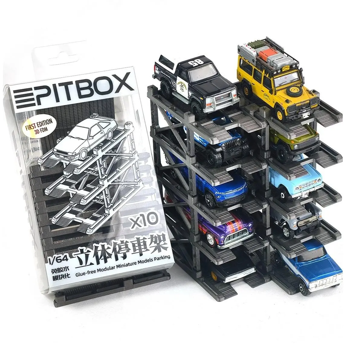 Diorama 1/64 Scale Modular Parking Lot Rack Model Diecast Car Garage Scene Model Car Display Case Storage Cabinet