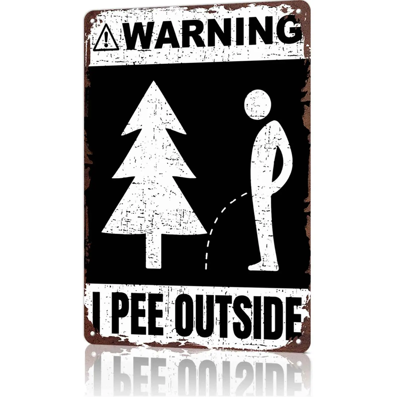 8x12 Inch Funny "Warning I Pee Outside" Aluminum-Based Home Sign, Rustic Camping Aluminum Plaque, Outdoor Wall Decor for Cabin, Campsite, Aluminum-Based Home Signs