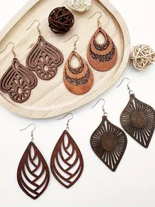 Boho Style Hollow Out Leaf & Water Drop Design Dangle Earrings, Fashion Jewelry for Party, Daily Clothing Decor, Trendy All-match & Exquisite Jewelry for Birthday Gift, Trendy Fashionable Accessories