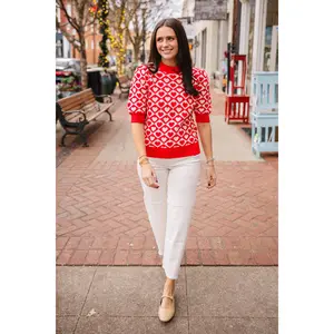 Red checkered heart sweater