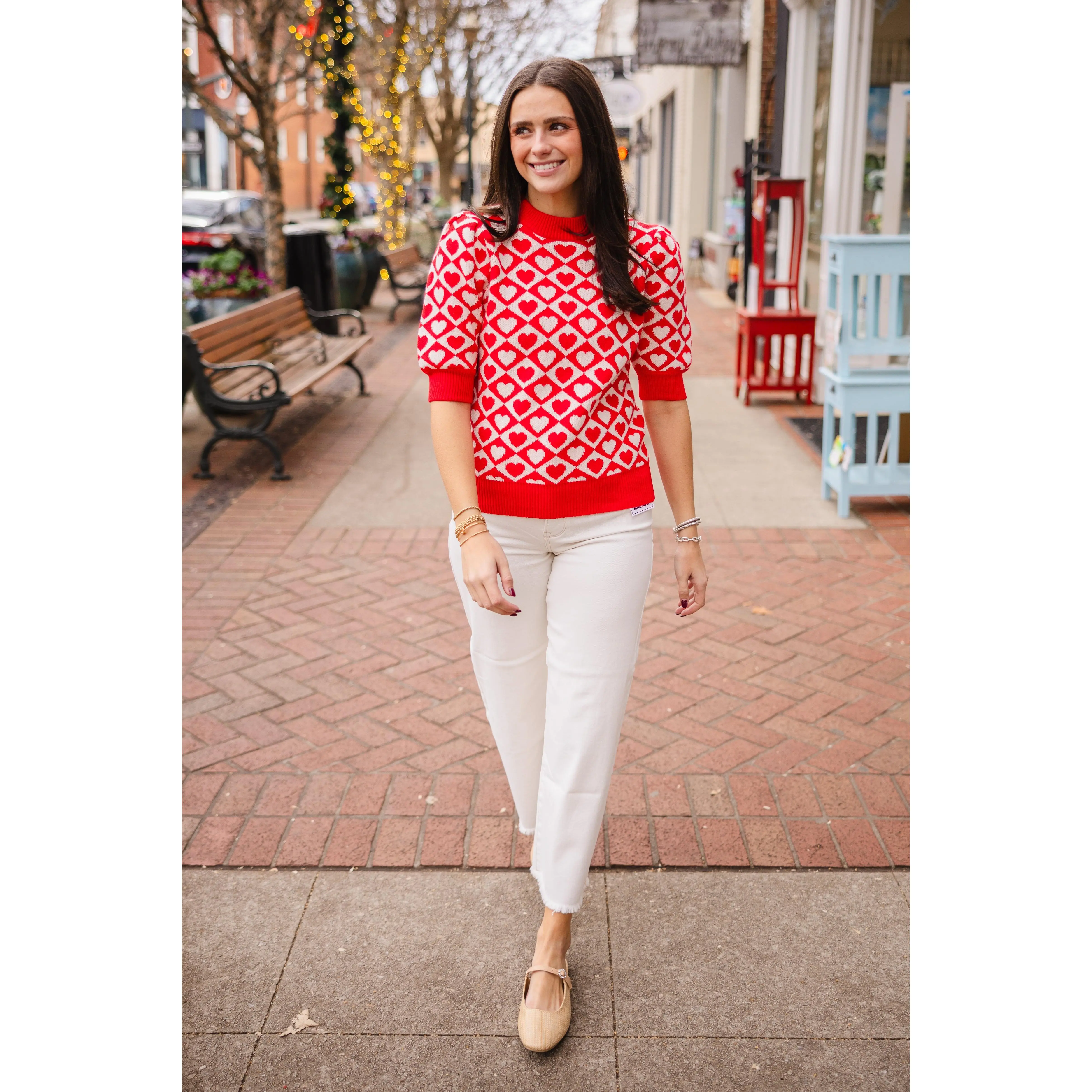 Red checkered heart sweater