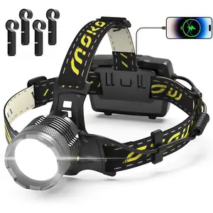 Rechargeable Headlamp, 150000 Lumens Super Bright LED Head Lamp with 5 Modes,Adjustable Head Lights for Forehead, Long Runtime Waterproof HeadLamps for Camping Hunting Hiking waterproof headlight