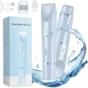 Two-In-One Electric Shaver, Bikini Trimmer, Portable Rechargeable, Cordless Shaver, Travel Shaver, Rechargeable Shaver Machine, Gentle and Smooth, Women's Hair Removal, Mother's Day Gift