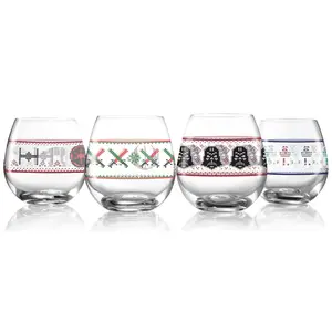 JoyJolt Set of (4) Star Wars Ugly Sweater Drinking Glasses
