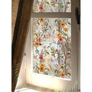 1 roll of rainbow window privacy film, holographic colored glass window film, vinyl electrostatic sticker, adhesive-free and removable, window film for home room decoration, home decoration sticker, wall sticker, wall decoration