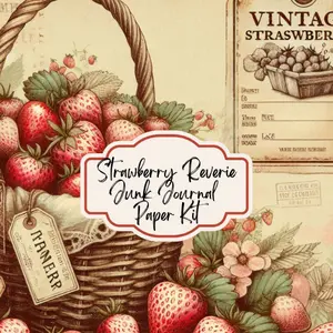 Strawberry Reverie Junk Journal Paper Kit