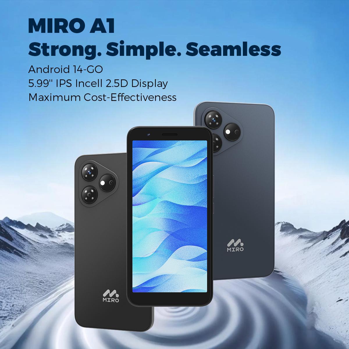 MIRO A1 Smartphone Unlocked GPS-Enabled Octa-core Android 14 4(2+2)GB RAM 32GB Expandable up to 1TB 4G Dual SIM 5.99'' HD 2.5D Display Cellphone