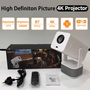 4K Android 11 HD Projector, 1080p 3D Video Home Theater Projector, Auto Focus, 180° Rotation, Bluetooth Dual Speakers