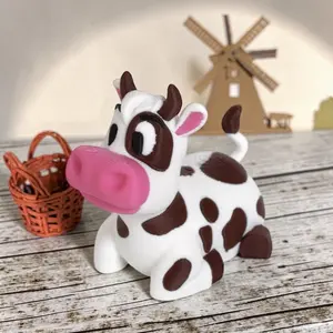 3D-printed cow figurine, a creative desk ornament/animal model, perfect for birthday goodie bags, party favors, Easter and April Fools' Day gifts, classroom rewards, and carnival prizes. Made from PLA material. Car figurine.