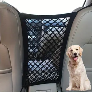 1 piece, multi-functional polyester pet carrier, Animal Carrier, equipped with isolation net and mesh storage bag, elastic mesh bag, rear partition net, can be used for in car storage, suitable for safe and easy to pack pet transport box for cars and SUVs
