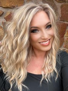 AISOM Mila Warm Blonde Scandinavian Hairline Water Wave Free Part Lace Front Wig 16 Inch Low Density Synthetic Lace Wig for Women Daily Use