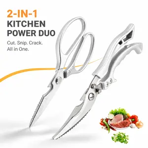2 Pack Heavy Duty Kitchen Scissors – Stainless Steel Poultry Shears with Anti-Slip Handle & Safety Lock, All Purpose Cooking Scissors for Meat, Bone, Chicken – Dishwasher Safe tiktokshopspringglowup