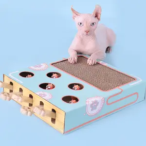 Cat Game Box Maze Interactive Educational Cat Hit Gophers Funny Cat Stick 3 in 1 Cat Toy Chase Hunt Mouse With Scratcher