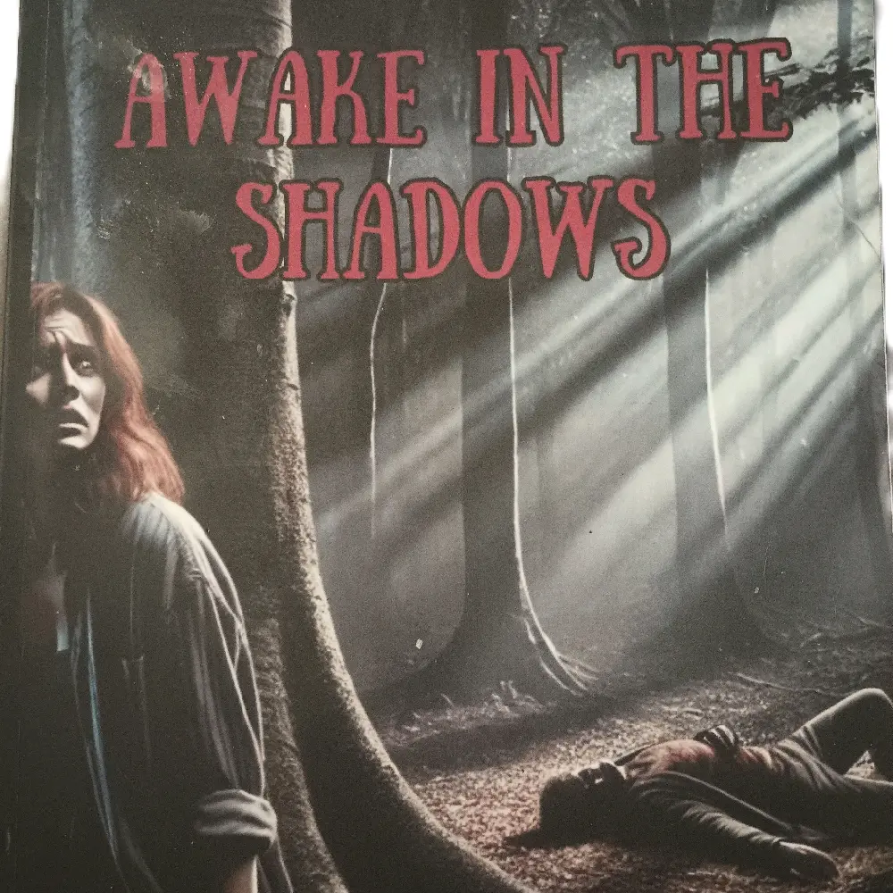Awake in the Shadows - Thrilling Mystery Novel with Haunting Forest Setting and Intriguing Plot