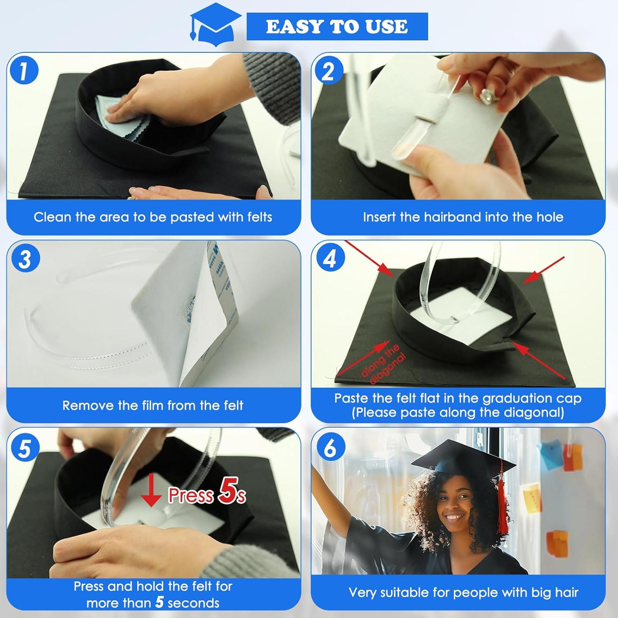 Graduation Cap Headband, Firm Anti-fall Hair Band for Graduation Cap, Graduation Gifts Hat Accessories