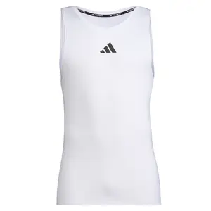 adidas Mens Techfit Crew Neck Athletic Tank Training Casual Moisture Wicking - White adidas Mens Techfit Crew Neck Athletic Tank Training Casual Moisture Wicking - White