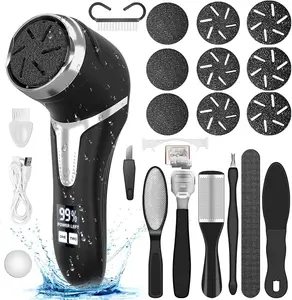 Electric Callus Remover for Feet with Dander Vacuum Portable Pedicure Kit Foot File Callus Remover Rechargeable Waterproof Foot File for Foot Care Deadskin Remover with 9 Head LCD Display Rechargeable Waterproof Callus Remover Kit