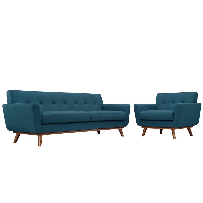Modway Engage Armchair and Sofa Set of 2 in Azure