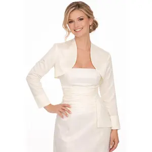 Poly Satin Formal Ivory Long Sleeve Bolero Jacket Wedding/Bridal