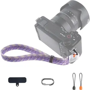 Camera Wrist Strap Slim Trendy Style, Adjustable Quick Release Anti-Drop Braided Rope Hand Strap Holds 55.1lb for /// Camera/Phone for Young Photographers, Lilac