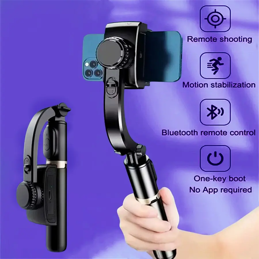 Handheld Smartphone Bluetooth-compatible Stabilizer with Tripod Selfie Stick, Foldable Cloud Mount for Xiaomi iPhone, Portable Phone Accessory