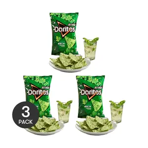 3 Pack Doritos Coriander Flavor Corn Chips 2.4oz Each - Limited Edition, Taiwanese Snack, Green Tortilla, Unique