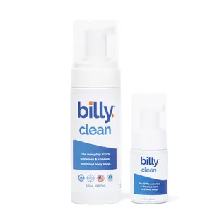 Billy Clean No-Rinse Free Waterless Foaming Cleanser-(2 Bottles)A Natural Choice for Sensitive Skin w/Aloe-Kids, Plant-Based Whole Body Wash-Hydrating-Unscented Fragrance & Alcohol Free