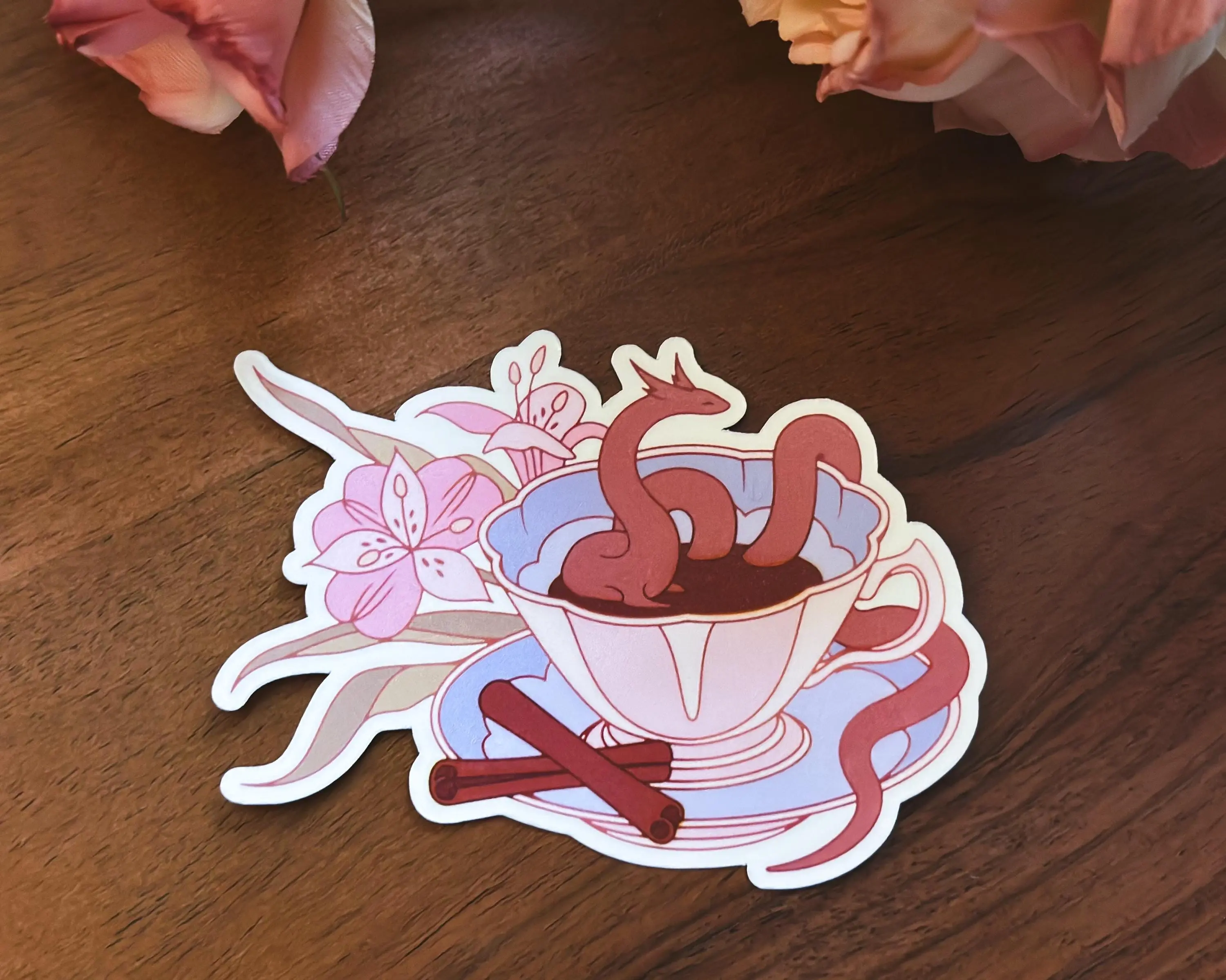 Cinnamon Tea Dragon Die Cut Vinyl Sticker