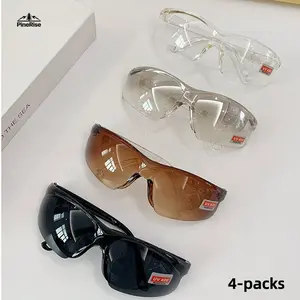 PineRise Safety Protective Goggles UV400 Anti-Impact Anti-Fog Windproof Dustproof Glasses for Construction Grinding Cycling Outdoor Activities 4-Packs