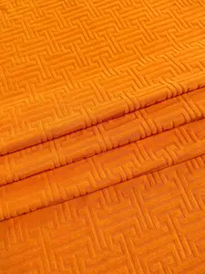 Orange Textured Geometric Jersey Knit