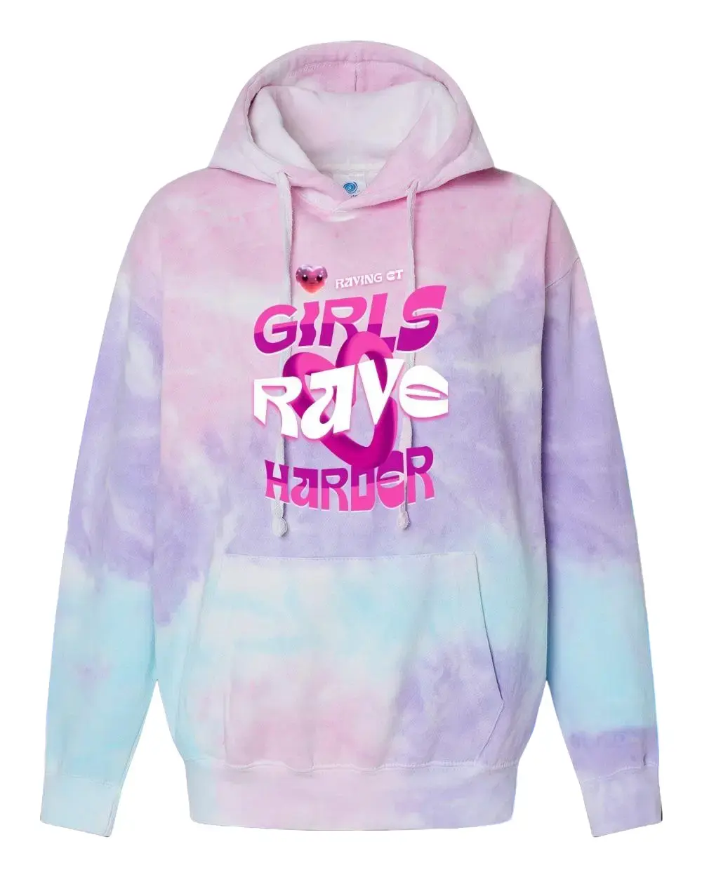 Womenswear Fleece Women's Rave Hoodie, Cotton Candy Themed, Girls Rave Harder!
