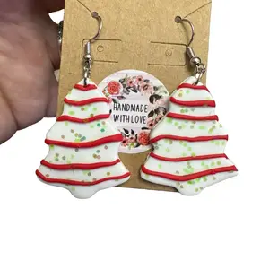 Christmas Tree Cake Earrings GS - Festive Holiday Accessories