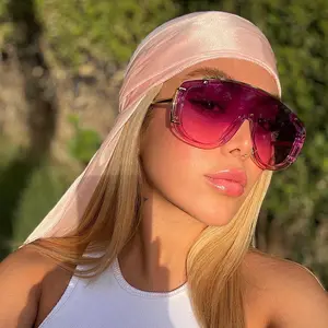 Oversized Futuristic Shield Sunglasses with Metal Double Bridge, Trendy One-Piece Lens Design, Perfect for Street Fashion and UV Protection