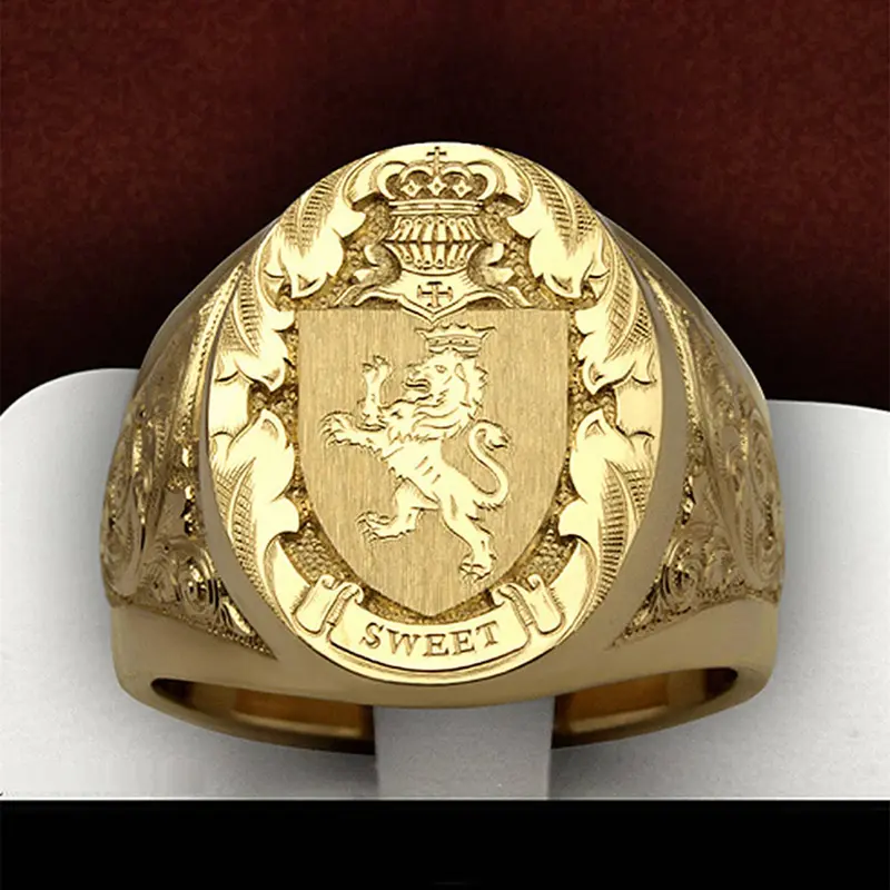 1 PC Unisex Fashion Lion Signet Ring Band, Fashion Rings, Suitable for Valentine's Day, Anniversaries and Parties, Jewelry Gift, Engraved Ring