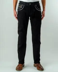 ARYA JEANS Men's 400 Denim Pants - Western-Inspired Cowboy Denim Jeans, Bold Pocket Embroidery Applique Decorated Streetwear, Quality Materials for Everyday Wear