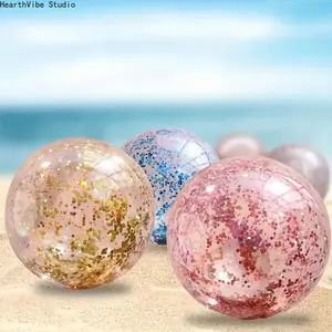 Inflatable Sequins Beach Ball Water Outdoor Toy Ultra Transparent Flash Water Play Beach Toy Balloon