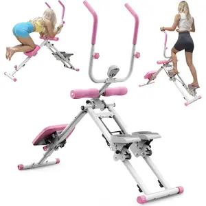 2 in 1 Stair Stepper & Ab Workout Machine - Multi-Function Trainer-Upgrade High-Efficiency Stairmaster & Ab Trainer Machine Full-Body Exercise Equipment for Home Gym Exercise -White Pink Adjustable Squat Rowing