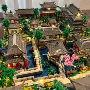 5530pcs+ Oriental Ancient Wisdom 3D Building Block Ancient Architecture Series Suzhou Garden Adult Puzzle Assembly Model Toys Halloween Christmas Gift,Nezha2 Movie Merchandise  Anime Merchandise  Building Block Toys,Nezha Residence