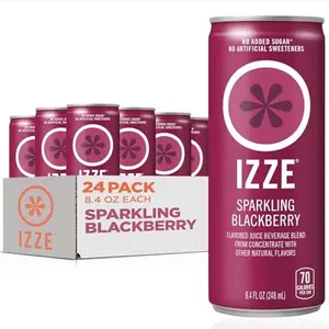 IZZE Natural Low Sugar Sparkling Water Juice Beverage Blend - Blackberry, No Sugar Added, 8.4 oz, 24 Cans