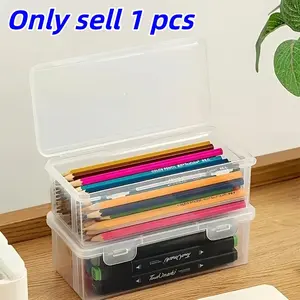 Large Transparent PP Storage Box with Lid, Lightweight and Durable Plastic Organization Container for Office and Crafts, Stackable and Clear Design, Durable Storage Organizer
