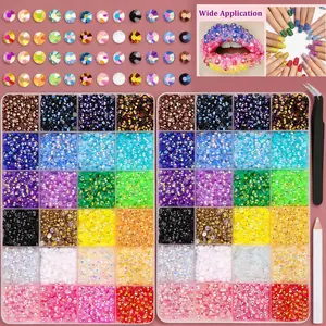 2Box Gem DIY Bedazzling Kit with  Mixed Resin Sparkly Rhinestones & Tweezers,Pick up Pen and Gifted Tools  for DIY Crafts Apparel Nail Art Supplies