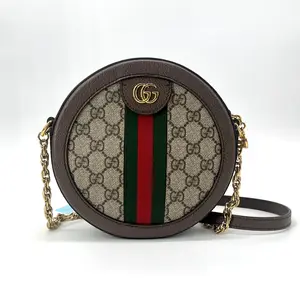 Pre-owned GUCCI canvas Crossbody Bags GG Supreme Monogram Web Mini Ophidia Round Brown
