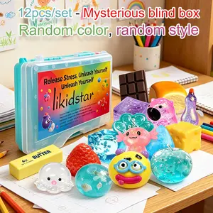 12pcs/set - Mystery Blind Box Pinch, Blind Box Stress Relief Toy, Sensory Set, Creative Slow Return Pinch, Party Gift, Soft Squeeze Toy