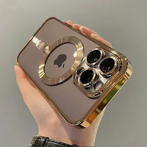 Luxury magnetic wireless charging transparentprotective case, suitable for iPhone16, 15, 14, 13.12Pro Max Plus shockproof durabie non-vellowingsilicone shell Cover Protection Screen ProtectorCasing iPhone16promax case iphone16procase Cellphone Smartphone