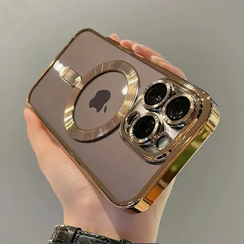Luxury Magnetic Wireless Charging Transparent Cover for iPhone 16/15/15 Plus/14/13/12 Pro Max, Shockproof Durable Non-Yellowing TPU Case with Protector, Magnetic Snap-On Accessory for Women