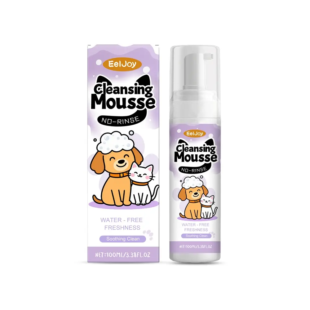 Pet No-Rinse Cleansing Mousse for Dogs & Cats, Waterless Coat Cleaner with Odor Control and Grooming Support