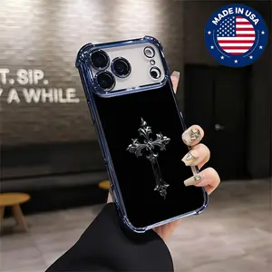 Gothic Cross Black Metal Aesthetic Design Pattern Casing For iphone 16 15 14 13 12 Plus Pro Max Flaunt Mobile Phone Case TPU Drop Protection Shockproof Protector Vintage unique Fashion Trend Anti-scratch Stylish Smartphone Cover