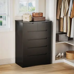 6   Drawer Units Chest Of Drawers Smooth Rail Bedroom  For Bedroom ,  With Recessed Distinctive Handles With Sturdy Drop Guard, Available In White And Black Storage Wall Shelf Modern Tall Solid Wood Dresser