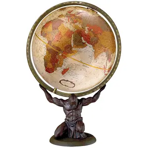 Replogle Made in USA Atlas 12″ Bronze Metallic Raised Relief Desk Globe with Detailed World Map and Classic Design